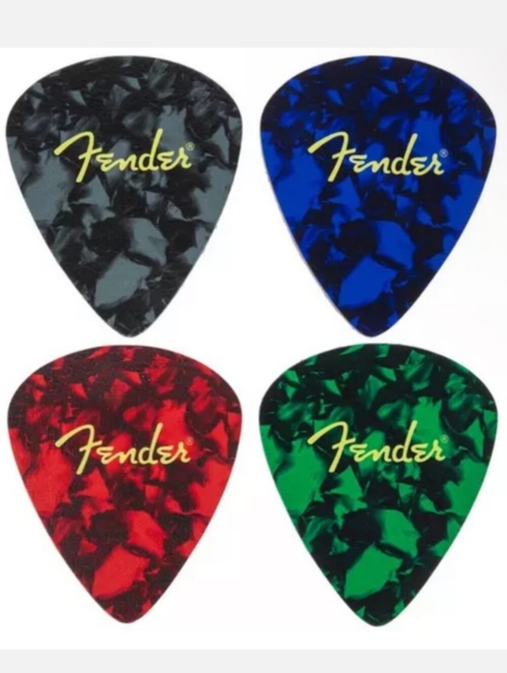Set of 4 Leather Fender Brand Guitar Pick Coaster Set